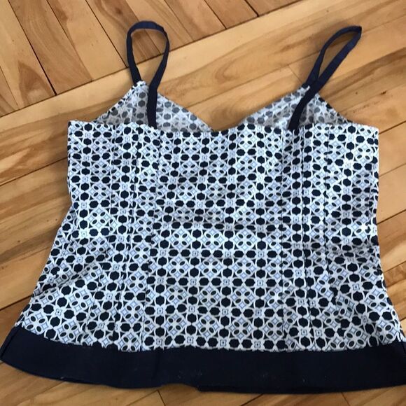 Cote Femme navy/white/blue print top, sz 10 - Picture 5 of 7